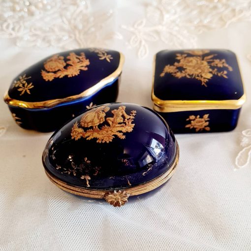 Mini Cajitas Porcelana Limoges Blue Cobalt - Imagen 2