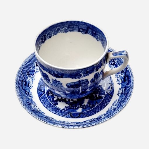 Dúo de Té Inglés Old Willow Blue Midwinter Burslem