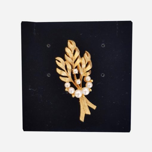 Broche Dorado Perlas Sintéticas Vintage
