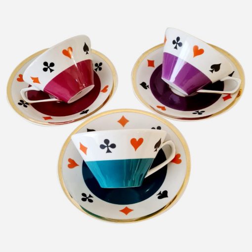 Dúo de Té Porcelana Polaca Chodziez - Imagen 2