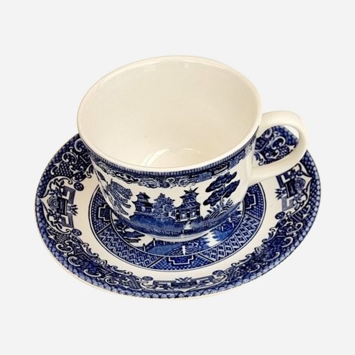 Dúo de Té Inglés Old Willow Blue Staffordshire