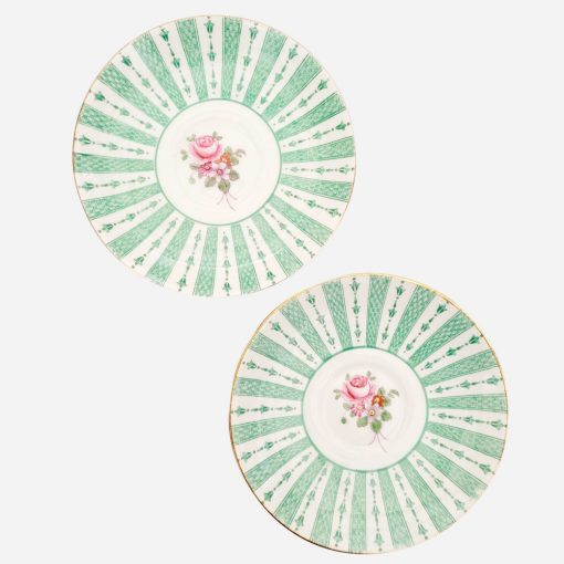 Dúo de Platos de Té Ingleses Crown Staffordshire