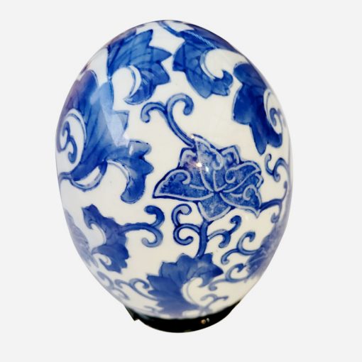 Huevo Decorativo Porcelana China con Base Madera