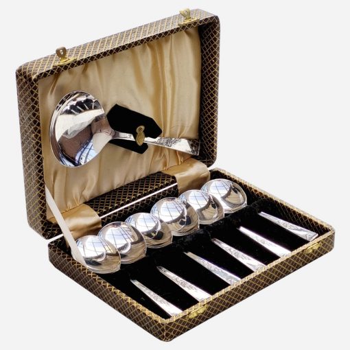 Juego Cucharas de Postre Inglesas Bañadas en Plata