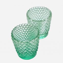 Set 4 Candelabros Depression Glass Hobnail '50
