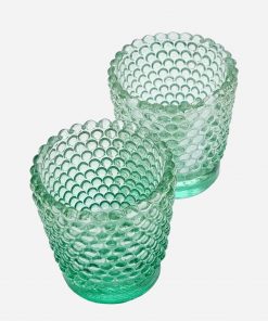 Set 4 Candelabros Depression Glass Hobnail '50