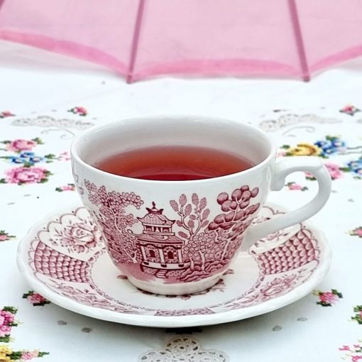 Dúo de Té Inglés Taza Willow Pink/Plato Chintz Rose - Imagen 3
