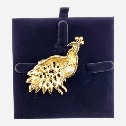 Broche Vintage Ave del Paraíso Dorado Cristal - Imagen 2