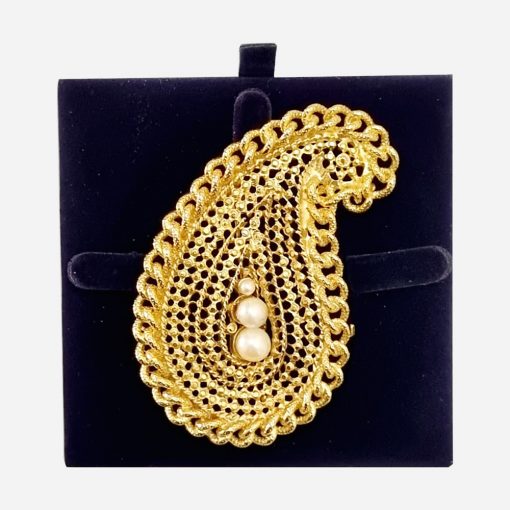 Broche Vintage Dorado Perlas Sintéticas