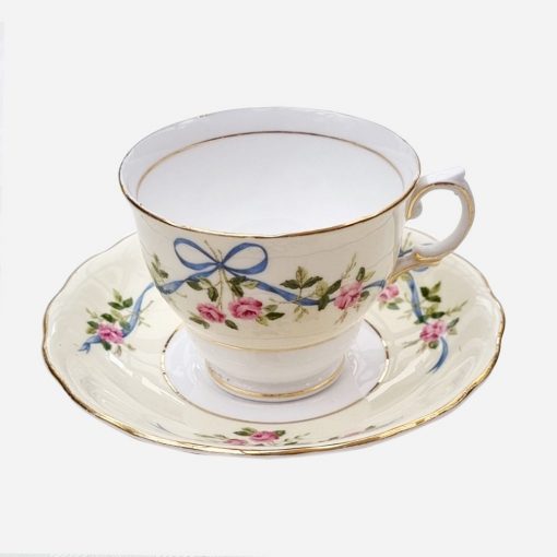 Dúo de Té Inglés Colclough Vintage Flowers & Ribbons
