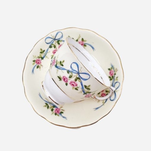 Dúo de Té Inglés Colclough Vintage Flowers & Ribbons - Imagen 2