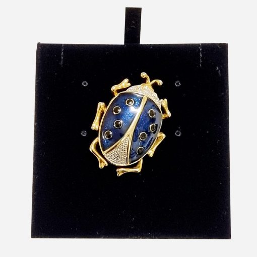 Broche Escarabajo Vintage Dorado-Esmaltado-Piedras Sintéticas