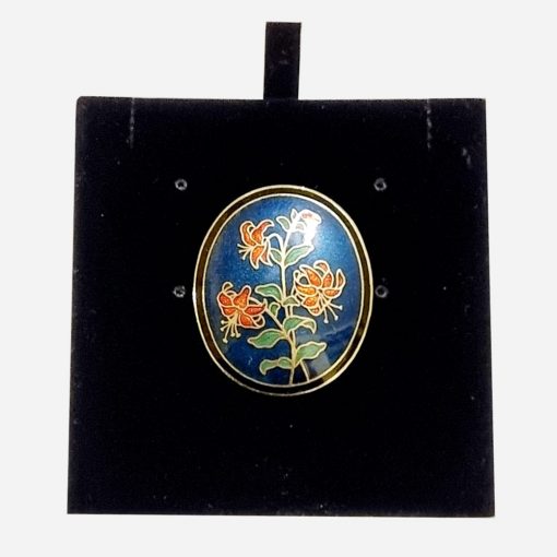 Broche Floral Ovalado Esmaltado Vintage