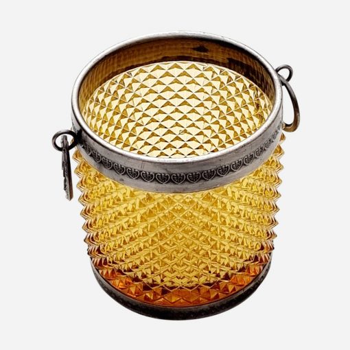 Hielera Francesa Depression Glass Ámbar-Plaqué con tenaza - Imagen 2
