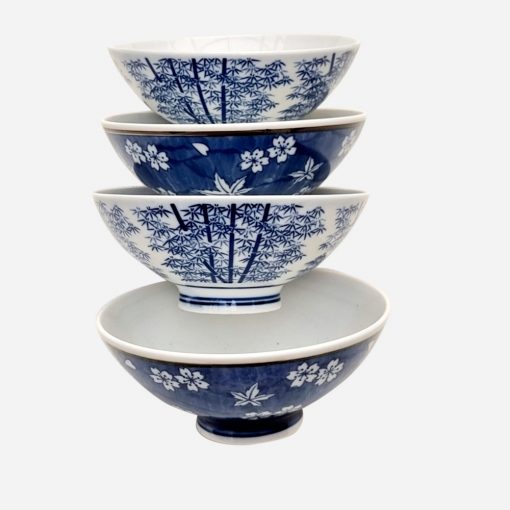 Set de 4 Pocillos Japoneses Blue & White Sakura-Bambú