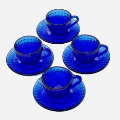 Juego de 4 Tazas de Café Vidrio Blue Cobalt '70
