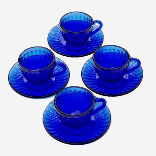 Juego de 4 Tazas de Café Vidrio Blue Cobalt '70