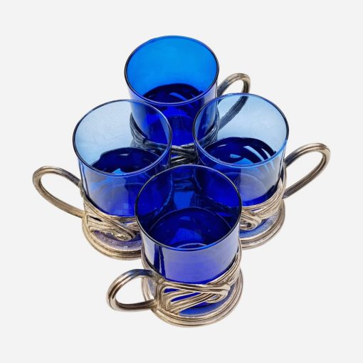 Set de 4 Tazas Alemanas de Café Base de Peltre