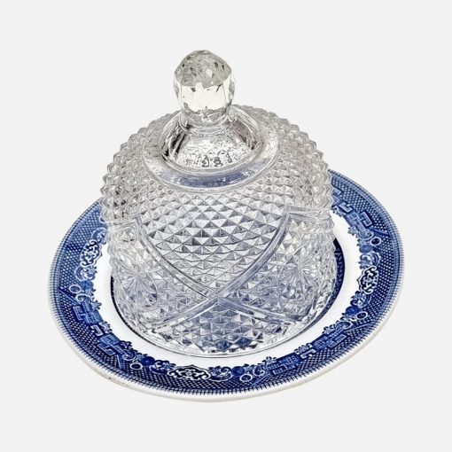Mantequillera Cúpula de Cristal -Plato Johnson Brothers Willow Blue