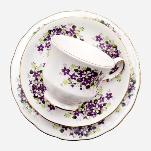 Trío de Té Inglés Queen Anne Diseño Violetas - Imagen 2