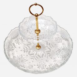 Pedestal Navidad de Vidrio diseño snowflakes