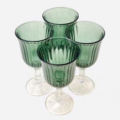 Juego de 4 Copas de Vidrio Verde Petróleo-Portugal