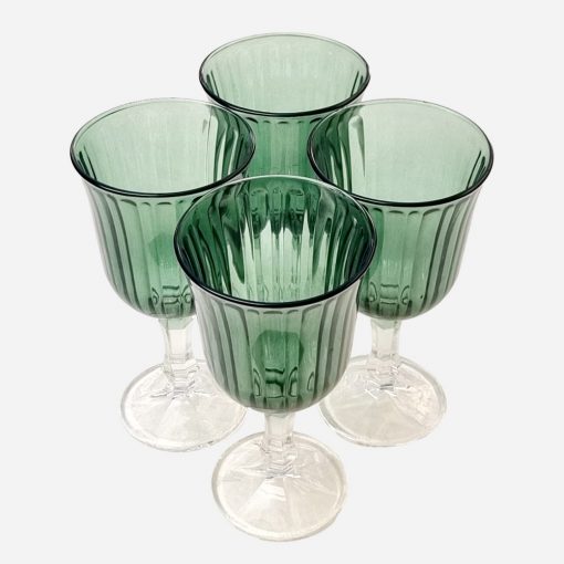 Juego de 4 Copas de Vidrio Verde Petróleo-Portugal