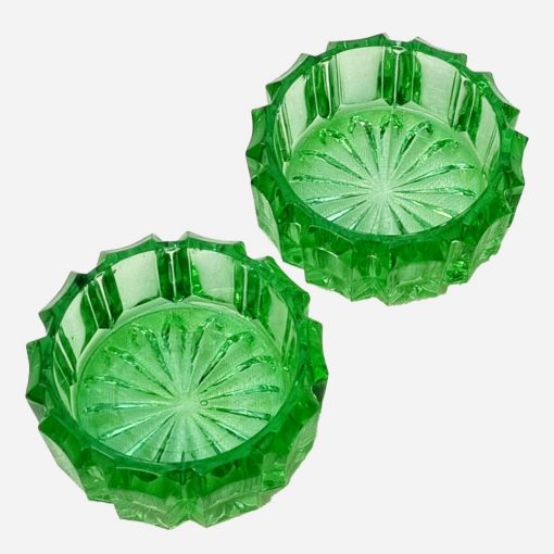 Par de Saleros de Cristal Verde