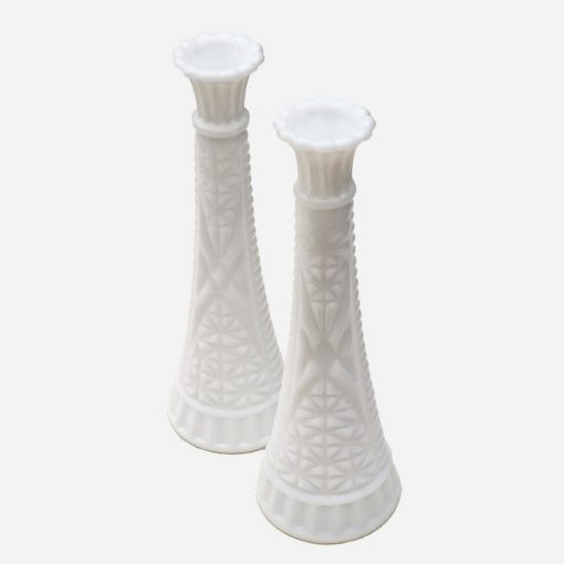 Par de Floreros Milk Glass