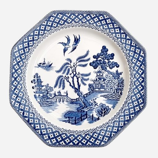 Quesera Cúpula de Vidrio Plato Inglés J & G Meakin Willow Ironstone - Imagen 2