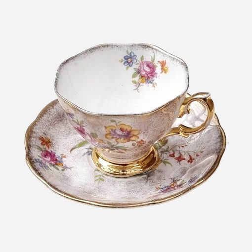 Dúo de Té Inglés Royal Albert Dorado-Floral