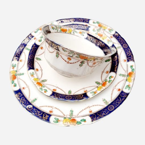 Trío de Té Inglés Alfred Meakin borde azul cobalto-floral - Imagen 2