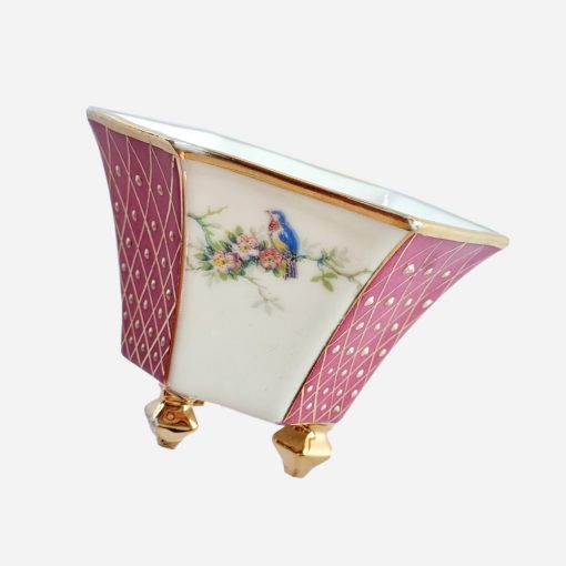 Maceta Miniatura Limoges Dorado- Blue Cobalt-Aves