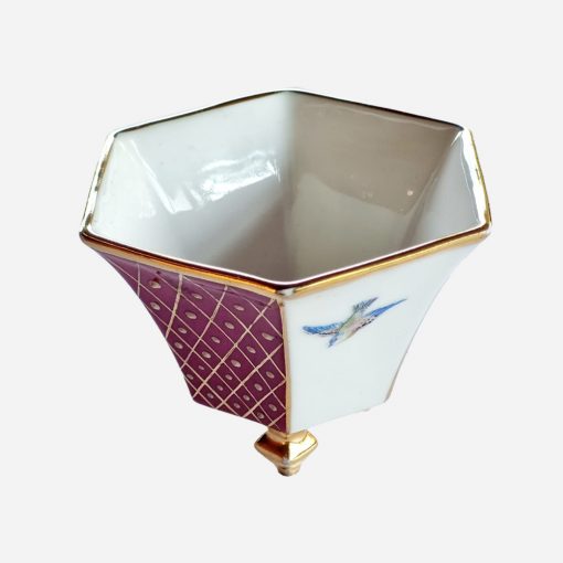 Maceta Miniatura Limoges Dorado- Blue Cobalt-Aves - Imagen 2