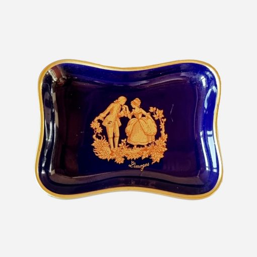 Mini Plato Limoges Blue Cobalt Dorado