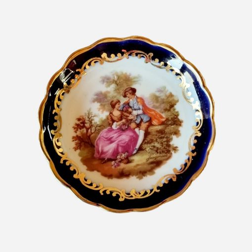 Mini Plato Limoges Escena Galante Blur Cobalt