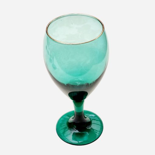 Juego de 6 Copas Vidrio Verde Botella Borde Dorado - Imagen 3