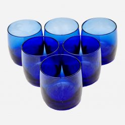 Juego de 6 Vasos Franceses Vidrio Blue Cobalt