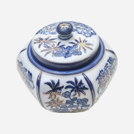 Potiche Inglés Hexagonal Chinoiserie Blue & White
