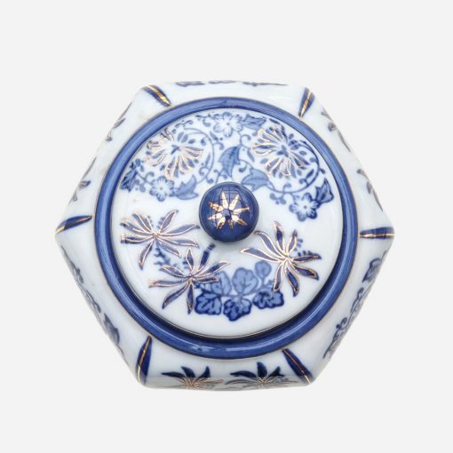 Potiche Inglés Hexagonal Chinoiserie Blue & White - Imagen 2
