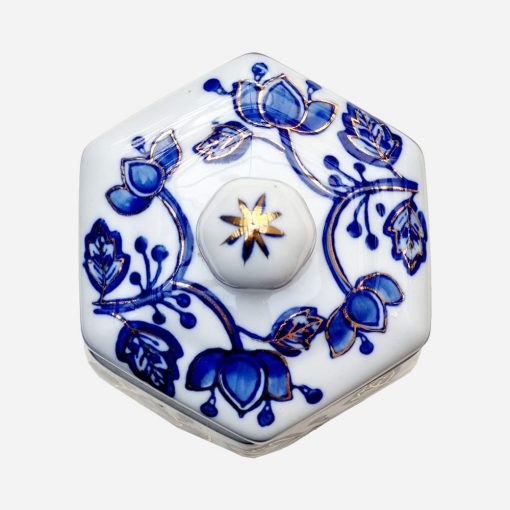 Potiche Inglés Chinoiserie Hexagonal sin sello - Imagen 2