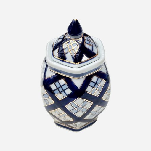 Potiche Hexagonal Inglés Blue & White
