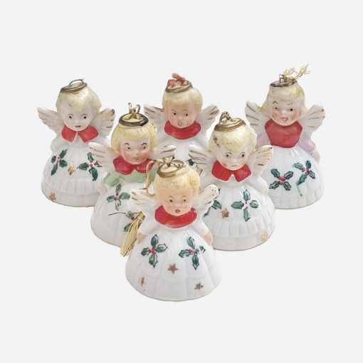 Set de 6 Angelitos Navidad para Colgar Porcelana Japonesa años '50