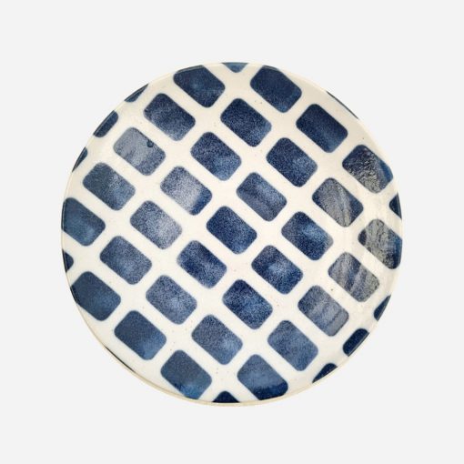 Plato de Porcelana Japonés Geométrico Blue & White