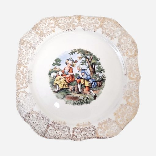 Plato Decorativo Crooksville Escena Galante -Dorado