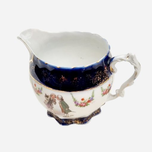 Cremero Francés Blue Cobalt Dorado Floral