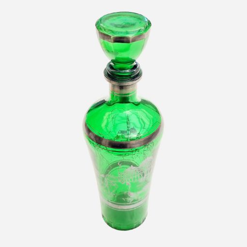 Botella Licorera Italiana con 4 Vasos Años '50 Pintada a Mano-Plateado en Plata - Imagen 3