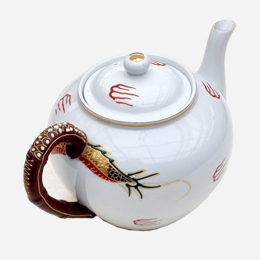 Tetera Japonesa Dragón Pintada a Mano Dorada al Oro - Imagen 2