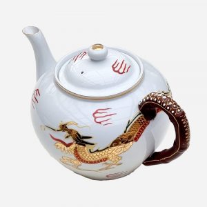 Tetera Japonesa Dragón Pintada a Mano Dorada al Oro
