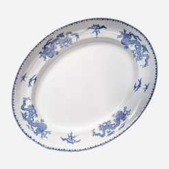 Azafate Inglés Vintage Bristol Blue and White Chinese Dragon